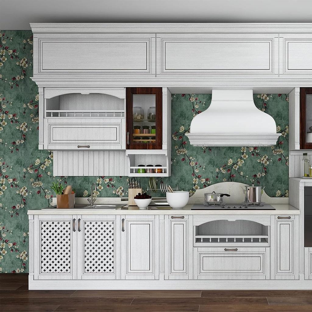 Tapet Floral Peel and Stick Verde Autocolant Hârtie de Contact Amovibil Impermeabil Pentru Dormitor Decor Acasă
