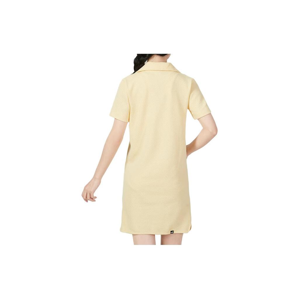 Puma Solid Color Polo Collar Casual Simple Comfortable T-Shirt Dress Women Dress Yellow 676658-42