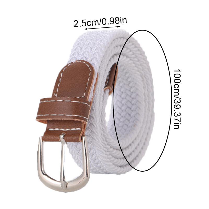 1Pc U Shape Buckle Elastic 100x2.5CM Unisex Belts Mens/Women Canvas Webbing Braided Imitation Leather