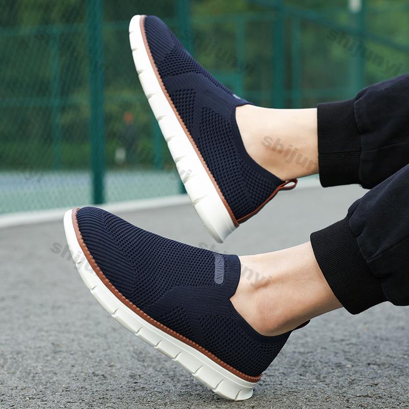 Fashion Large Men's Casual Shoes Spring Breathable Fly Woven Non Slip Running Shoes Fashion Lightweight Comfortable Vulcanized Shoes