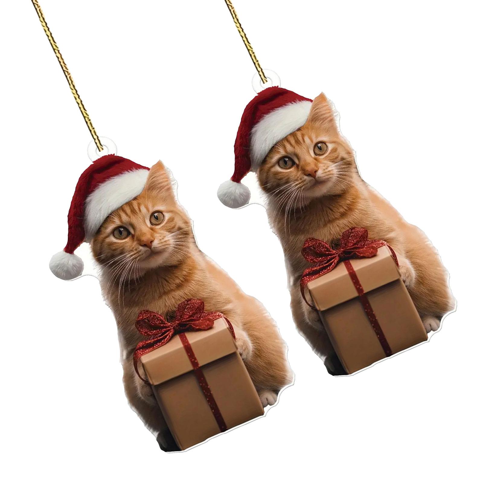 

Прекрасный Стильный Рождественский Брелок с Мопсом, Мультяшные Кошки, Прочная Акриловая 2D Подвеска для Украшения Стекла Автомобиля и Рюкзаков 2