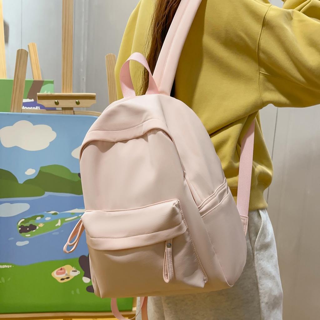 Schoolbag new solid color high school schoolbag casual versatile college backpack simple fashion junior high school shoulder leisure bag