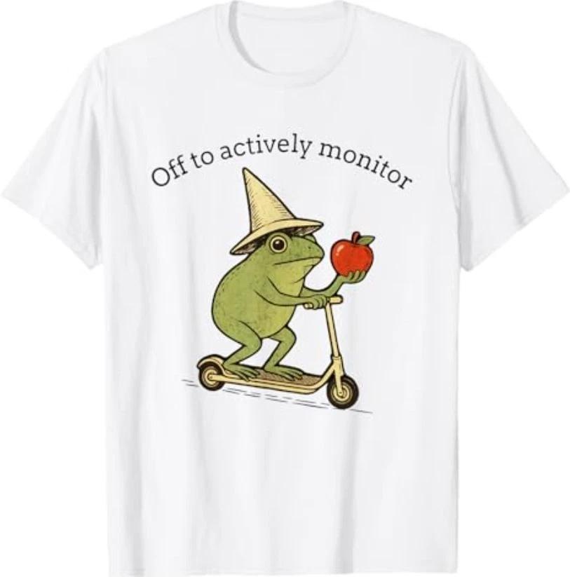 Off to Actively Monitor Funny Frog Scooter Teacher Testing T-Shirt XL