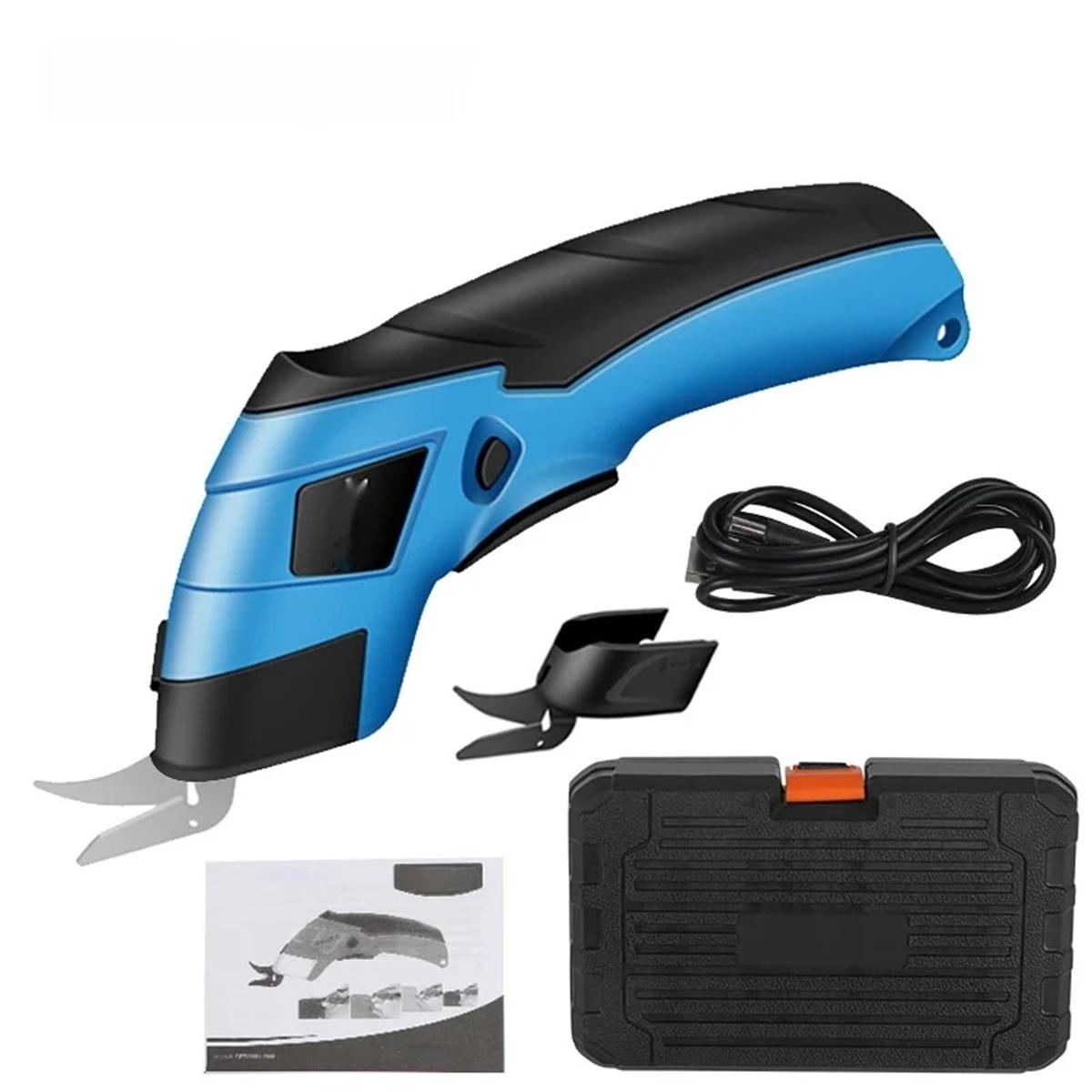

New cordless electric tailoring scissors USB charging Suitable for cutting cotton fabric/leather/cloth and other materials plastic box 2 cutter