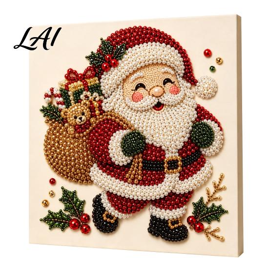 Progetti Artistici per Alleviare lo Stress Kit Perle Finte di Natale Pittura Capanna Innevata di Babbo Natale Kit Artigianale 3D Scintillante con Perline Fai da Te per Adulti Parete per le Festività Invernali di Casa