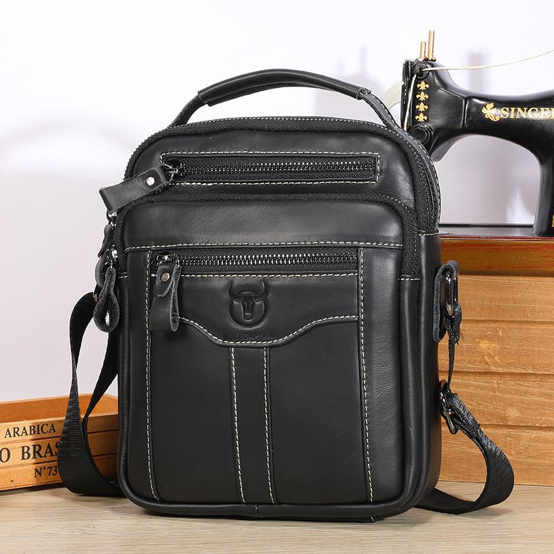 BULLCAPTAIN New Men's Shoulder Bag Multi Pocket Men's handabgs 100% Cowhide Quality designer luxury bag Messenger bag