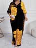 2026 European Summer Women's V-Neck Long Print Casual Fashion Dress