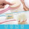 BRIGHTZONE Bath Brush with 2-in-1 Bristles and Loofah, Shower Brush Back Scrubber, Shower Body Brush with Curved Long Handle, for Wet or Dry, Men an