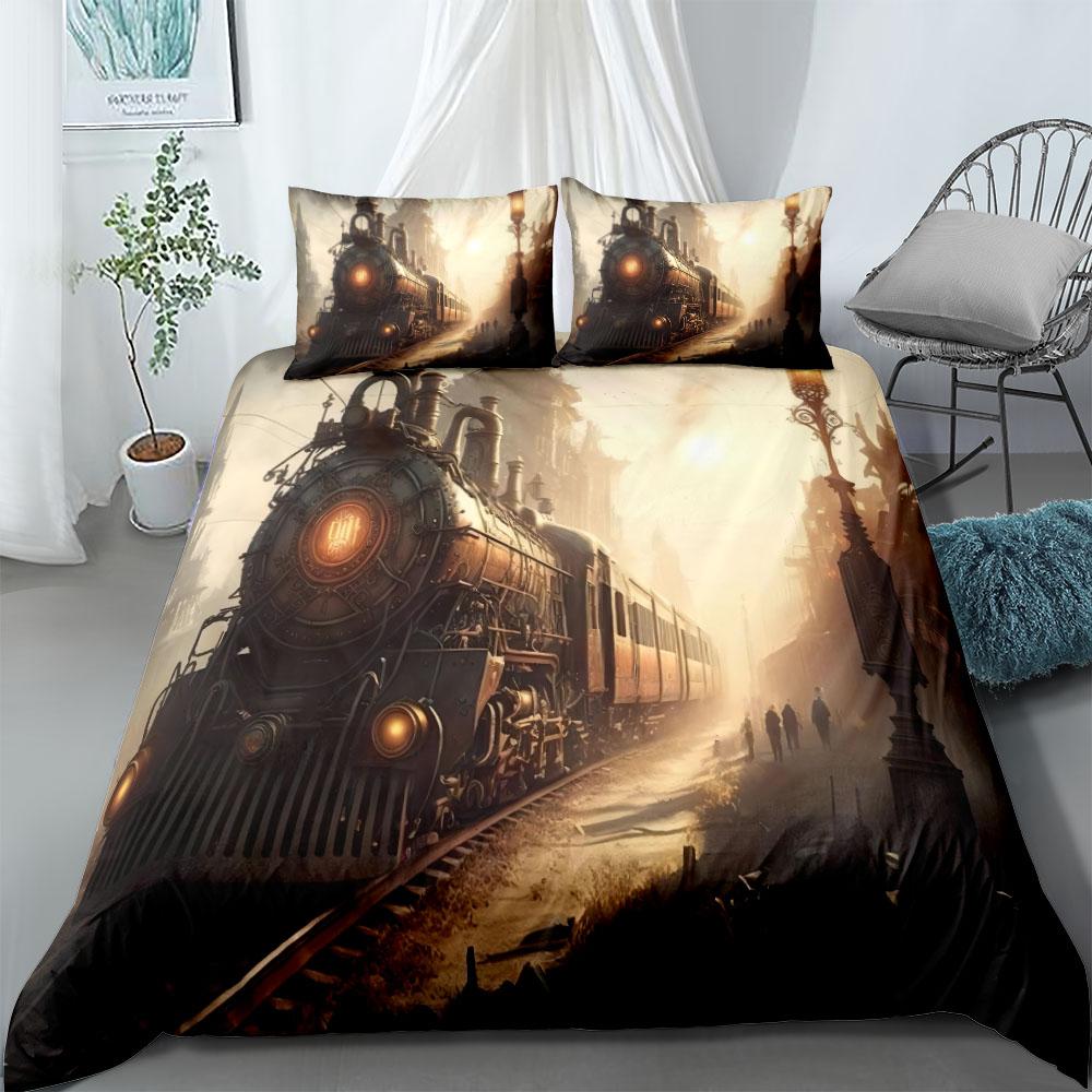 Steampunk Lover Train Duvet Cover Set Usa King Queen Double Full Twin Single Size Bed Linen Set