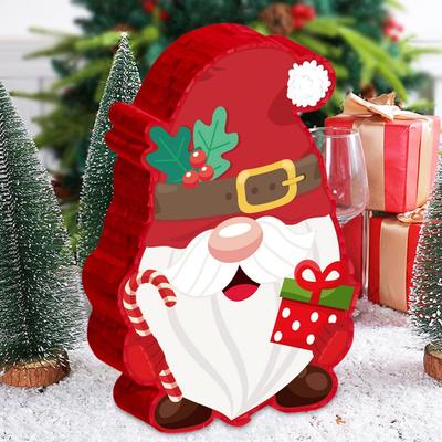 Julfestdekorationer Vintertema Tomte Pinata med Pinne Konfetti för Jul Födelsedagsfest Dekorationer Jul