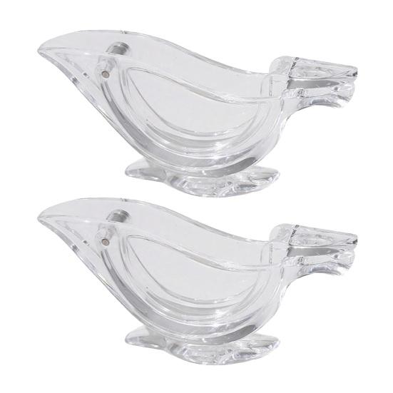 2 Stück Manueller Zitrusentsafter Transparent Vogelform Saftpresse Tragbare Handpresse für Zitrone Limette Orange Lustiges Küchengadget