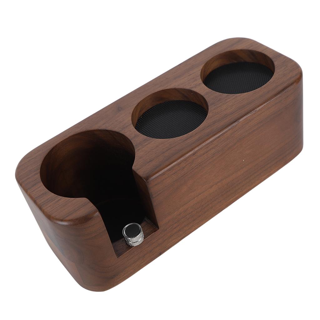 Coffee Tamper Holder 3 Holes Walnut Wood Prevent Slip Stable Coffee Tamping Station 58mm   2.3in