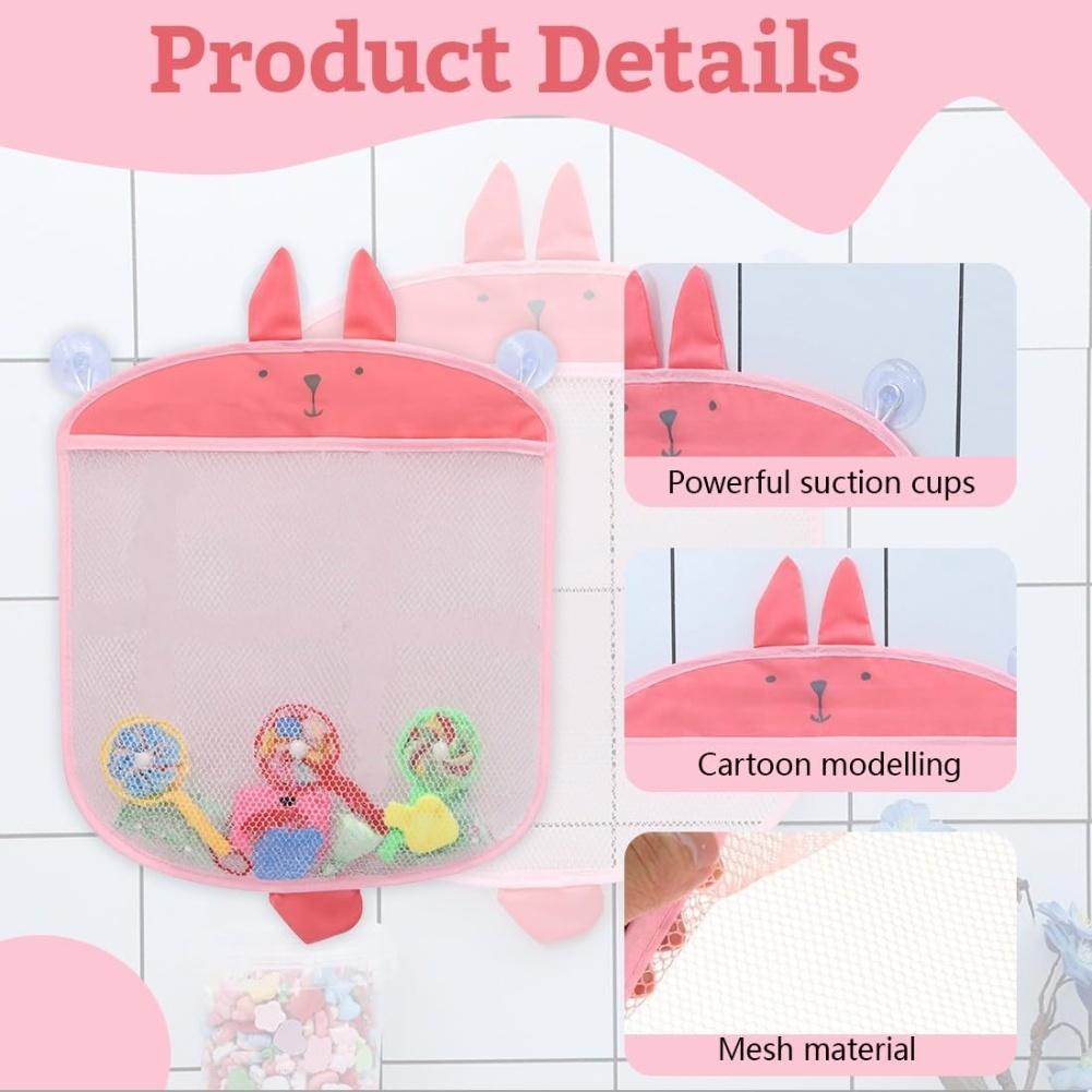 Water Draining Storage Net Bathroom Organizer Suction Cup Hooks Bathtub Storage Net Polyester Fiber Self-adhesive Suction Cup