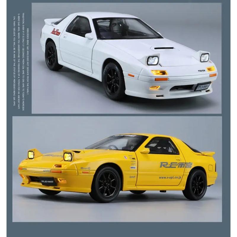 1/24 Mazda RX7 Alloy Sports Car Model Diecasts Metal Toy Racing Vehicles Car Model Simulation Sound and Light Childrens Toy Gift