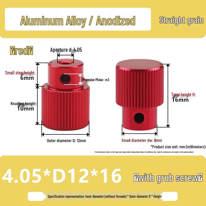 Aluminum Alloy Knurled Handwheel with Side Teeth, Threadless M3-M8, Hand-Tightened Nut