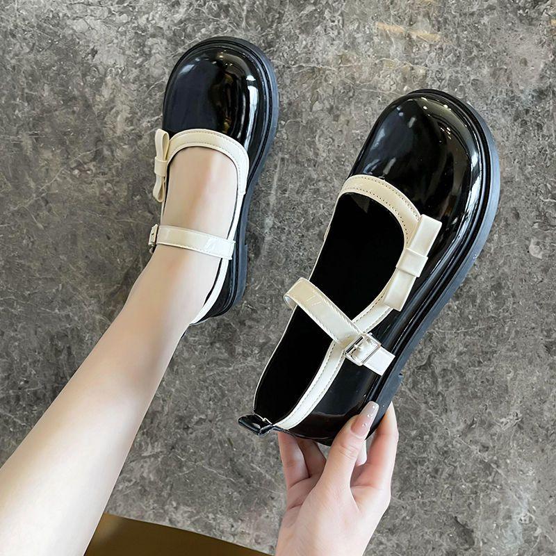 Fashion Woman Flats Japanese Style Lolita Cute White Mary Jane Gothic with Bow Shoes for Women Kawaii On Sale Elegant and Fashionable L