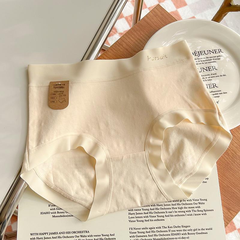 

Женское нижнее белье из чистого хлопка категории А — антибактериальное, со средней/высокой талией, бесшовное и удобное, облегающее бедра M (80-100 lbs) абрикосовый