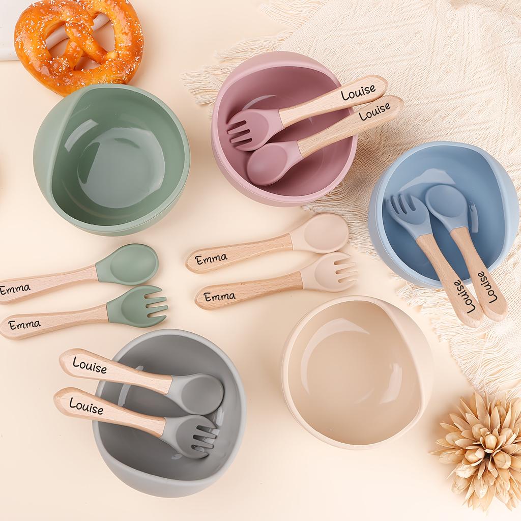 [Tigela de Silicone Personalizada] Tigela de Alimentação Durável de Silicone Segura para Micro-ondas Personalizada | Perfeita para Celebrações de Primeiro Aniversário, Essenciais para Alimentação