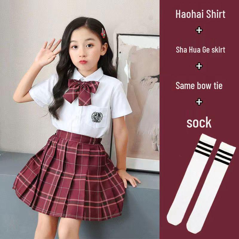Disfraz de Coro Infantil: Camisa de Manga Corta y Falda de Cuadros de Junio de 2025 para Recital de Poesía y Vestimenta Escénica de Jardín de Infancia