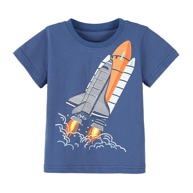Little maven Children's Clothing Tops Tees Baby Boys 2026 New Summer Cartoon Rockets T Shirts Teenagers t-shirts