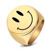 Round Smiley Face Fashion Ring - 22MM Laser Engraved Stainless Steel