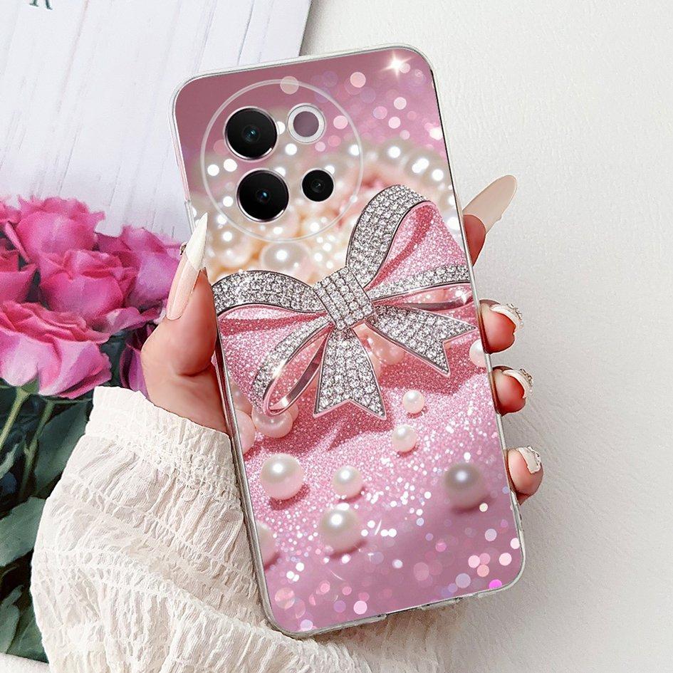 For Vivo V40 Lite 5G Case Transparent Silicone Soft TPU Back Cover Lovely Heart Case For Vivo V40Lite 5G V2341 Shockproof Bumper