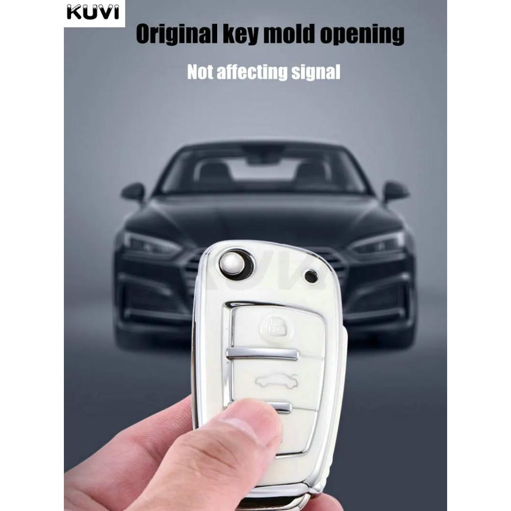 Soft TPU Car Flip Key Case Cover Holder for A1 A3 A6 A6L Q2 Q3 Q7 TTS R8 S6 RS3 Key Protection Shell Fob Accessories