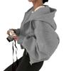 Women's Loose Fit Zip-Up Hooded Sweatshirt - Solid Color, Autumn/Winter 2025 Collection, Available in 6 Colors.