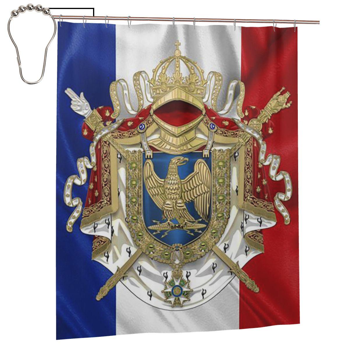 

Napoleonic French Regimental Flag Shower Curtain Bathroom Polyester Waterproof Bath Curtains With Hooks W60H190(CM)-1 Pcs