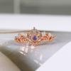 Purple Heart Crown Rings For Female Party Wedding Finger Ring Rose Gold Crystal Jewelry for Women Anel KBR212