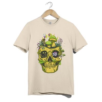 Trippy Skull T Shirt Unisex Mushroom Gothic Art Colorful Festival Rave Tee Top