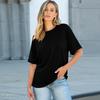 Women Casual Loose Fit Crew Neck Short Sleeve T Shirt with Pocket Comfortable Relaxed Style Lightweight Top for Daily Wear