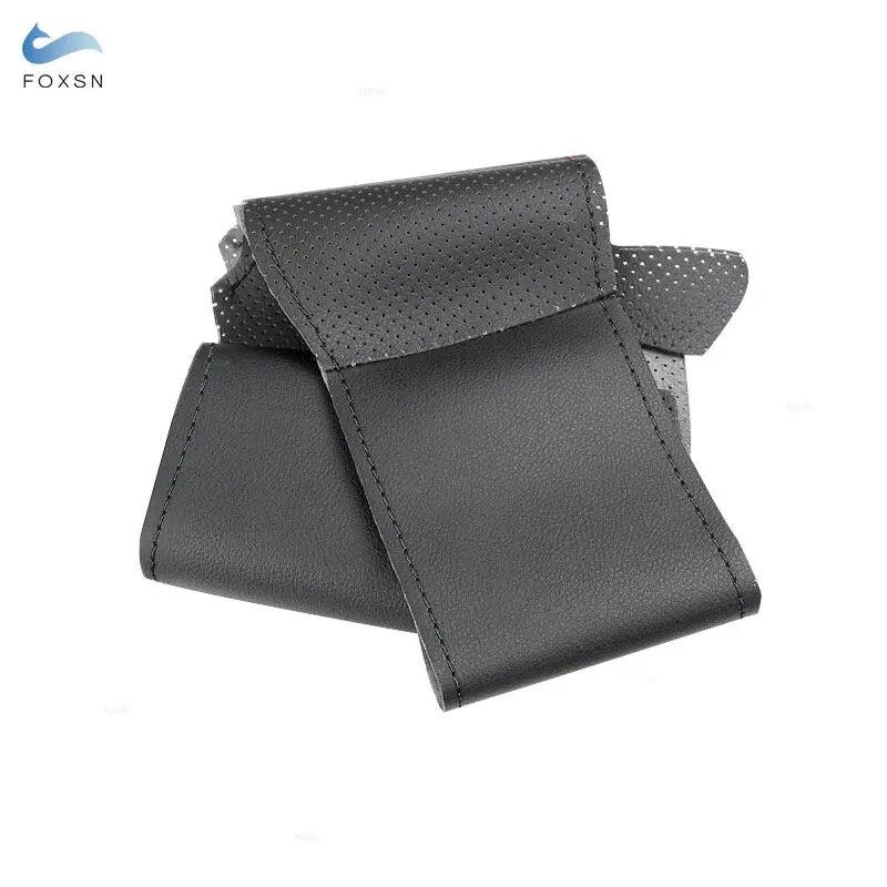 Perforierte Lederabdeckung für Hyundai Sonata Azera 2005 2006 2007 2008 2009 2010 für Kia Carens Lenkradbezug, schwarz