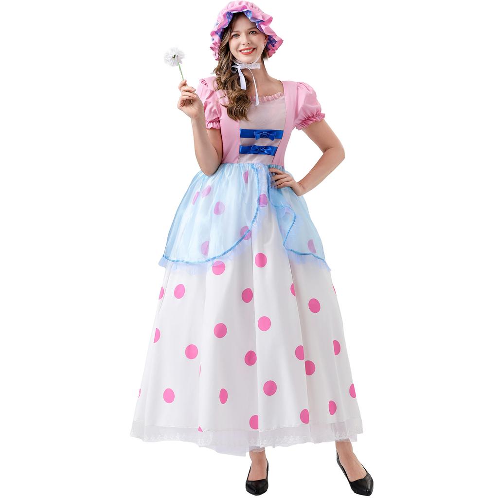 Toy Story Shepherd Woman Cartoon Pink Polka Dot Dress Ball Performance Costume
