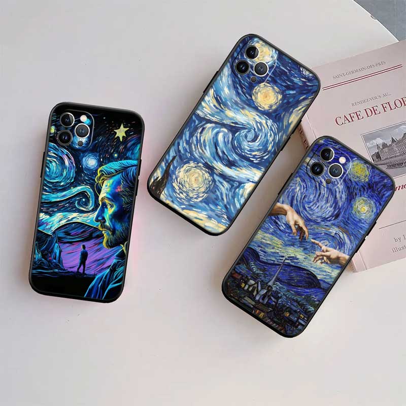 RE55 Starry Night Van Gogh Painting New High-End Shell Phone Case for Redmi Note 13 14 Pro+ Plus A3 A3X 13X 13C 13R 14S 14C 14R