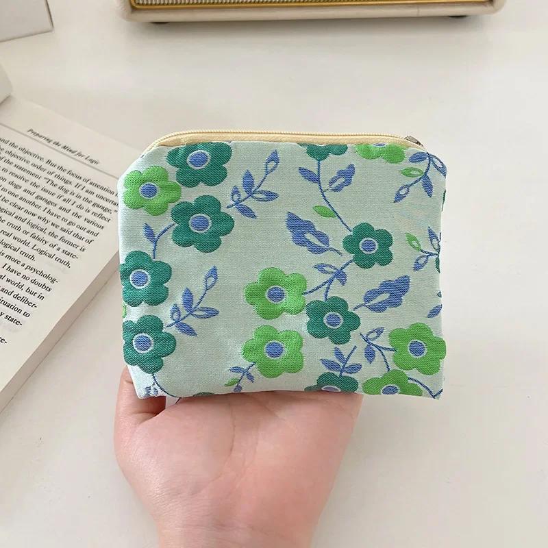 

Мини-кошелек на молнии для монет, женский милый цветочный клатч, сумка для помады, кошелек для ключей, дамский хлопковый дорожный косметичка, сумка для хранения
