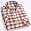Men Oxford Short Sleeve Summer Plaid Shirts 100% Cotton Breathable  Striped Male Clothes Business Regular Fit Short Shirts
