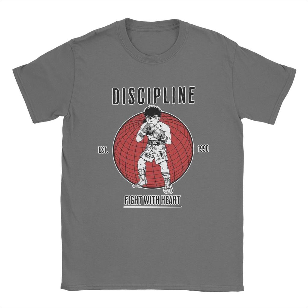 Hajime No Ippo Discipline Anime T-Shirt for Men Novelty Pure Cotton Tees Crewneck Short Sleeve T Shirt Plus Size Tops