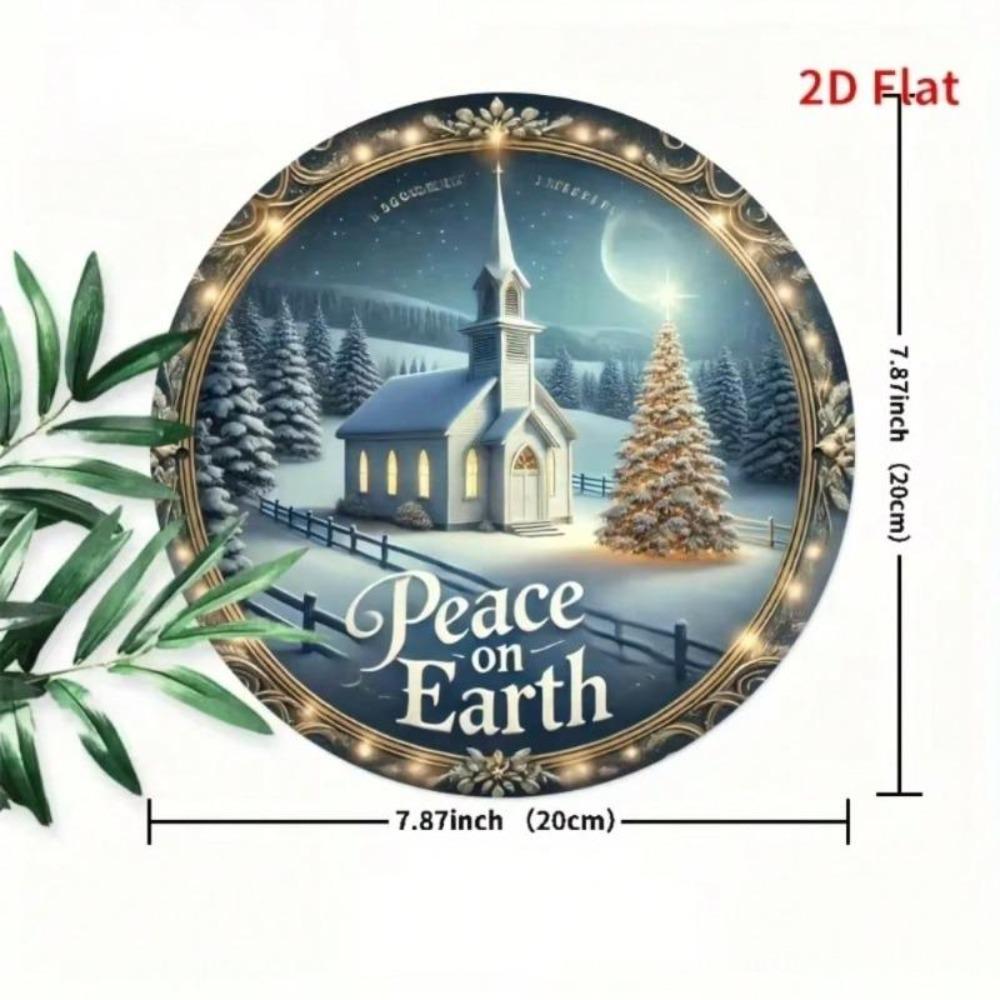 Iron Metal Wall Art 8x8 Inch Winter Christmas Wreath Church Decor Sign 2D Flat Print