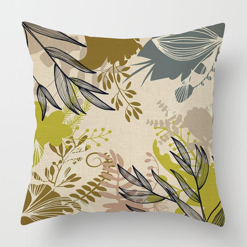 Home Decor Colorful Leaf & Swirl Digital Print Pillow Covers Pattern Cushion Cover Suitable for Sofa Bedroom Car Pillow Cover