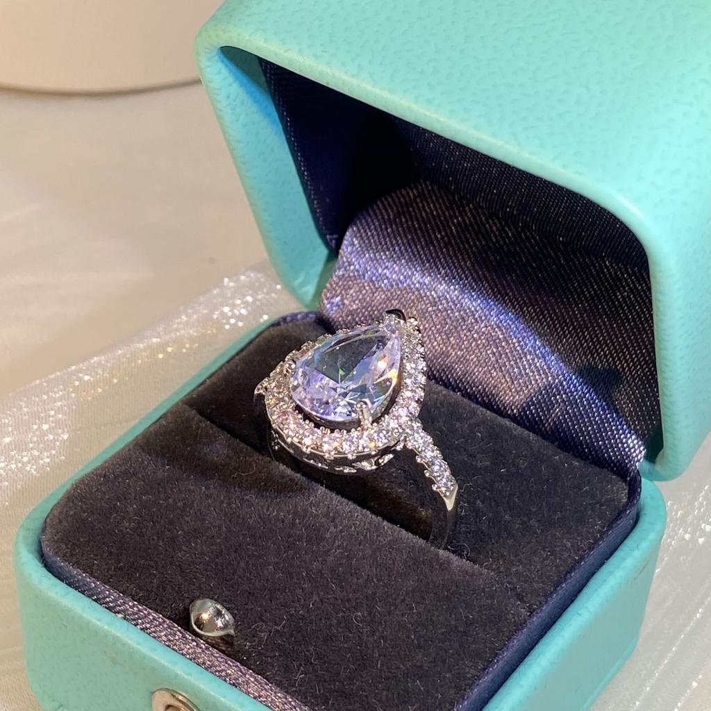 Fashionable Trendy Pear Shaped Zircon Ring Women's Jewelry Jewelry