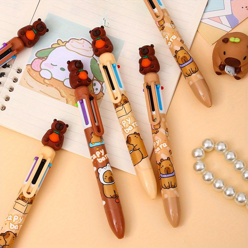Back To School Season 36pcs Coffee Kapibala Style Six-color Ballpoint Pen Cute Cute Multi-color Hand-door Pen Color Marking Pen Stationery
