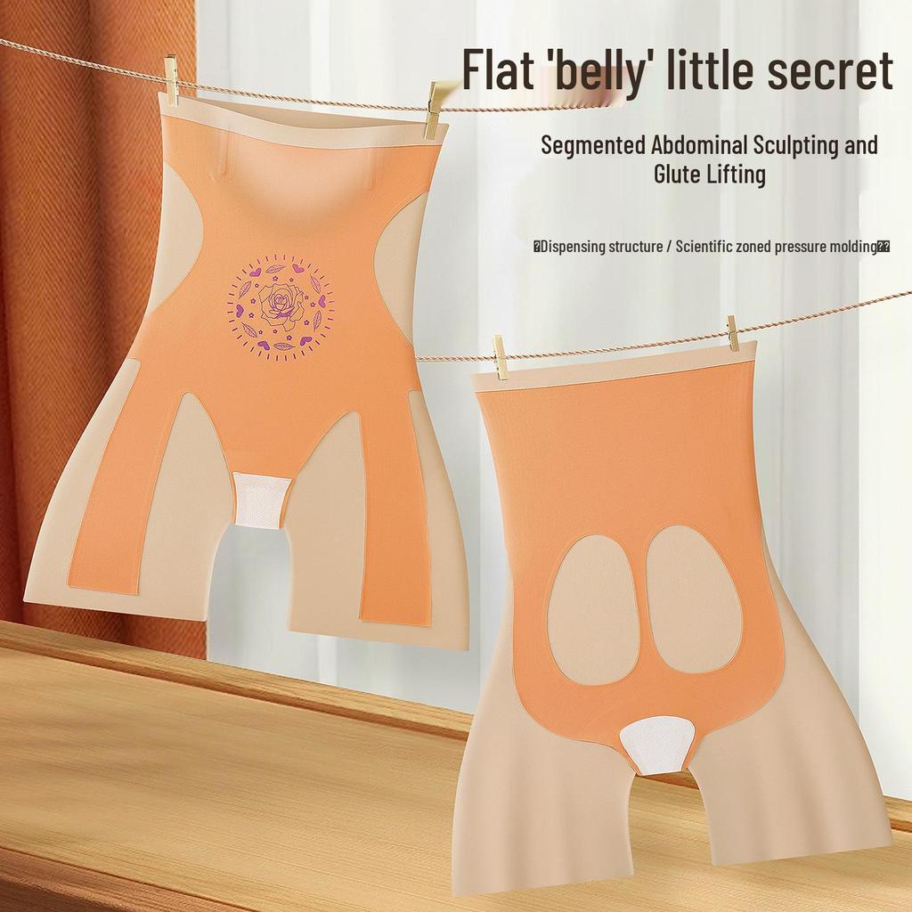 Seamless Tummy Control Body Sculpting Pants with Waist Cincher and Silk Crotch.