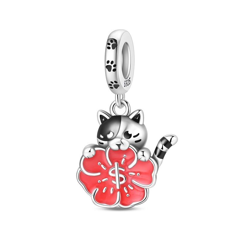 2026 Charm Bead Claw Kitten Puppy Jewelry Bracelet Necklace Accessories 925 Silver