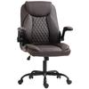Faux Leather Office Chair With Flip Up Armrests Brown