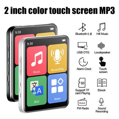Mini MP3 Player Portátil Bluetooth Touch Screen Walkman Music Players Alto-falante Integrado com E-Book/Rádio FM/Gravação MP4 Player