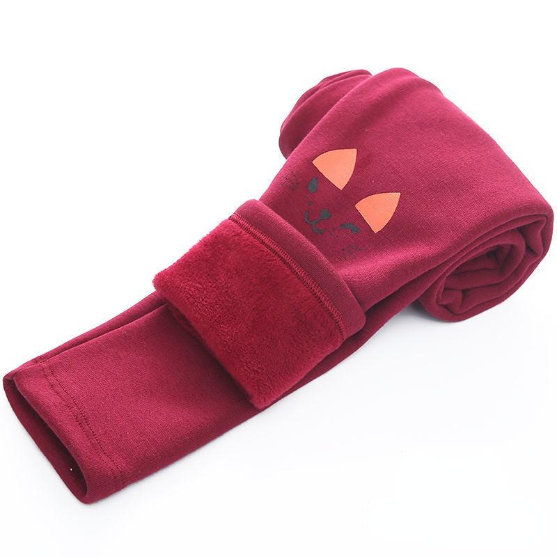 Jenter Tegneserie Tettsittende Underdelsbukser Høst og Vinter Fortykning Tykk Tynn Fløyel Varm Baby Barnebukser Stretch Yttertøy Bukser