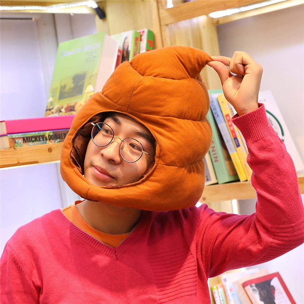 Funny Plush Fake Poop Hat Gag Headwear Cosplay Photo Props Costume