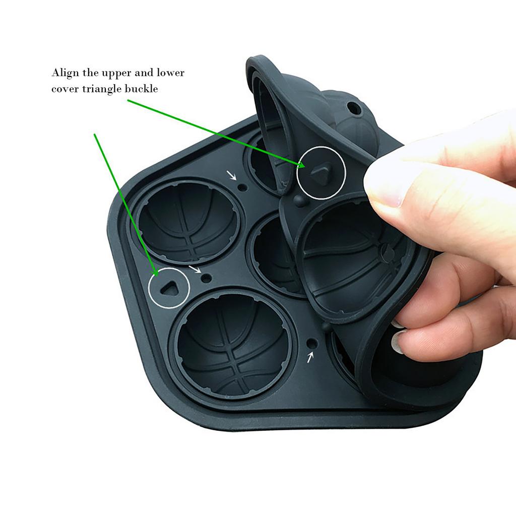 Ice Block Trays Basketball Ice Block Molds Reusable Silicone  5-Ice Block Maker