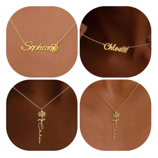 Birth Flower Necklace Women Flower Pendant Necklace Birth Month Flower Necklace Mother's Day Birthday Gift for Mom Sister Best Friend Her